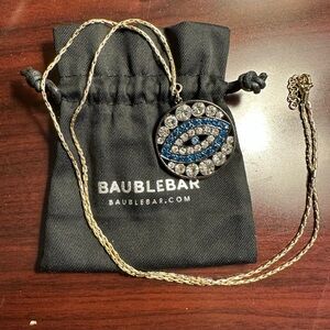 BaubleBar Silver and Blue Evil Eye Pendant Necklace